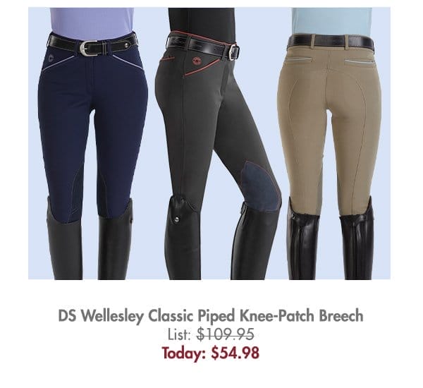 Dover Saddlery® Ladies’ Wellesley Classic Piped Knee-Patch Breech - \\$54.98