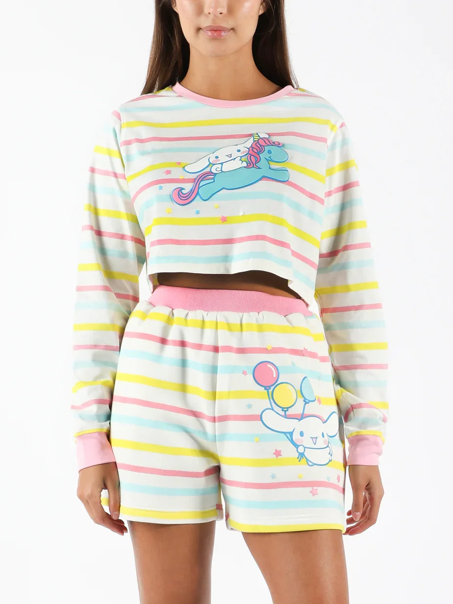 Image of Cinnamoroll Striped Crop Long Sleeve