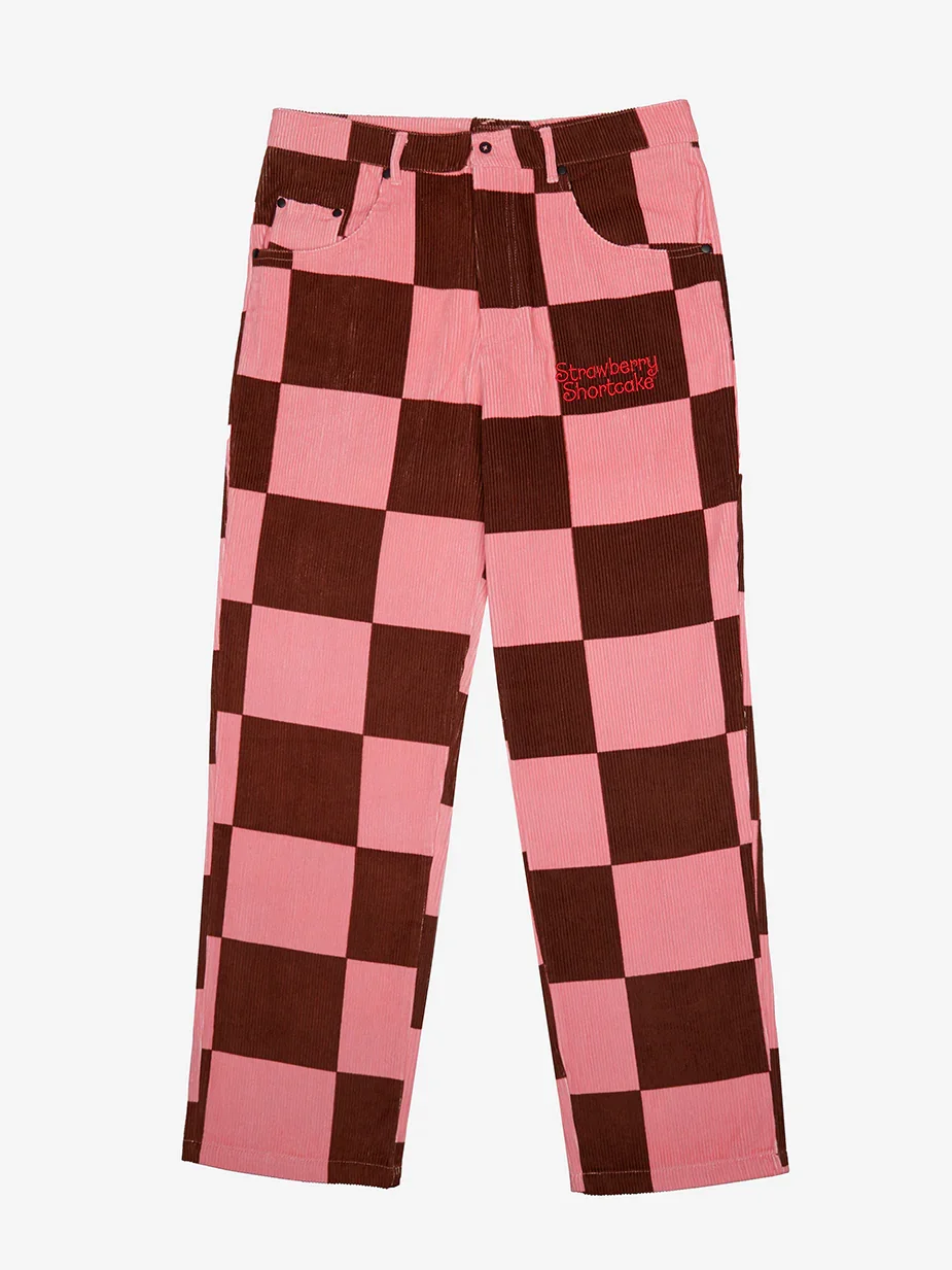 Image of Strawberry Shortcake Pink Checkered Corduroy Pants