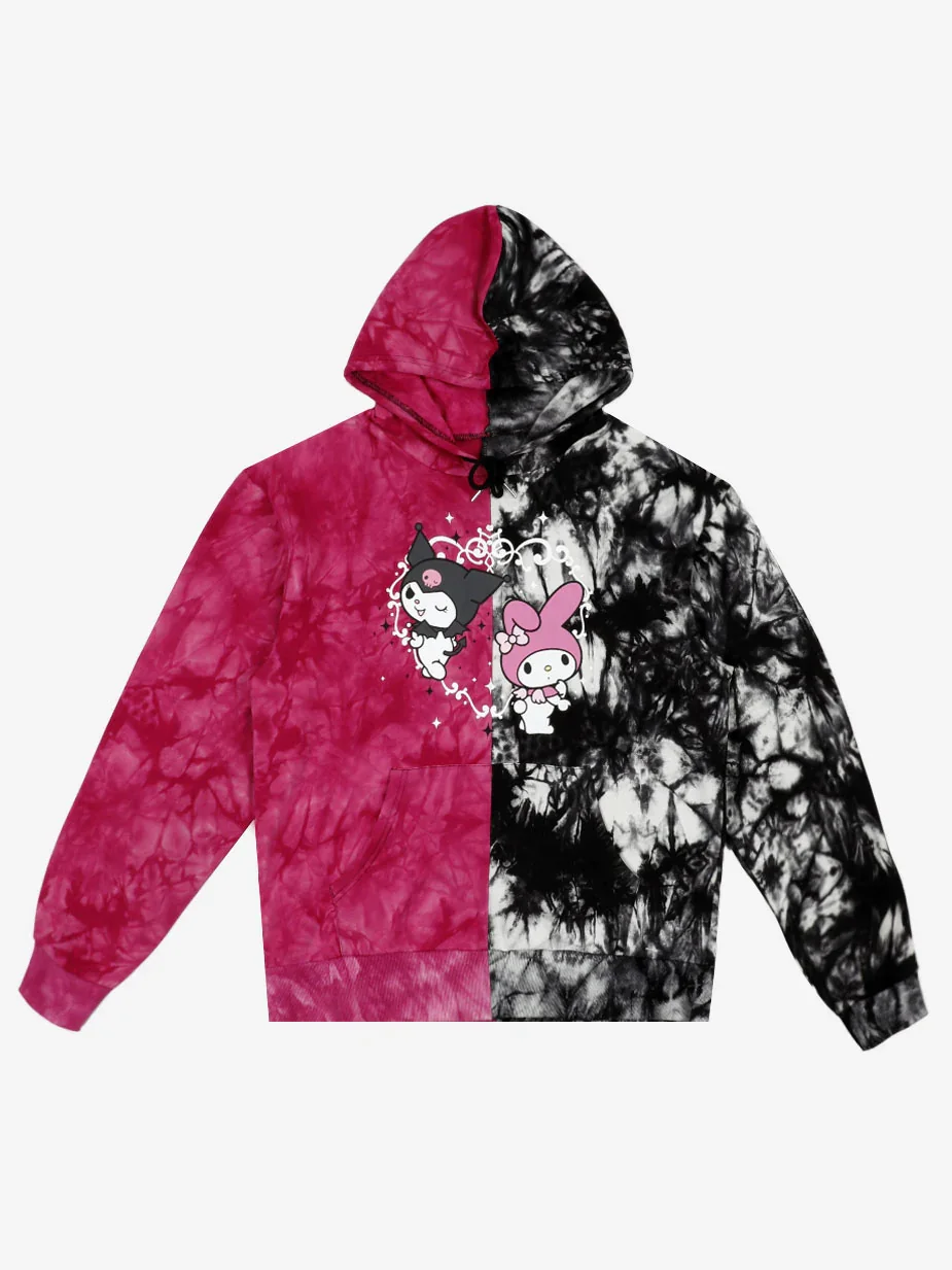 Image of My Melody & Kuromi Tie Dye Split Hoodie