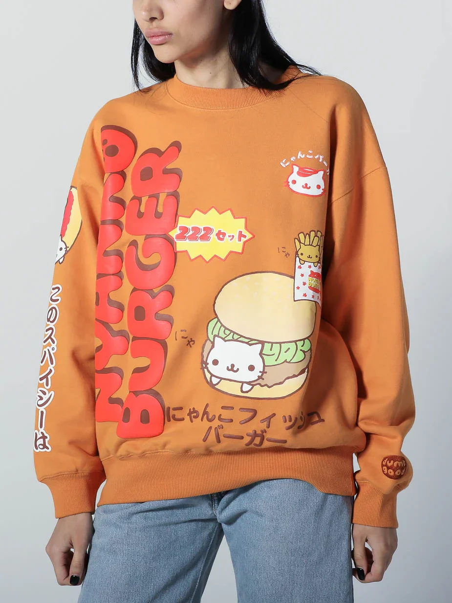 Image of Nyanko Burger Orange Crewneck