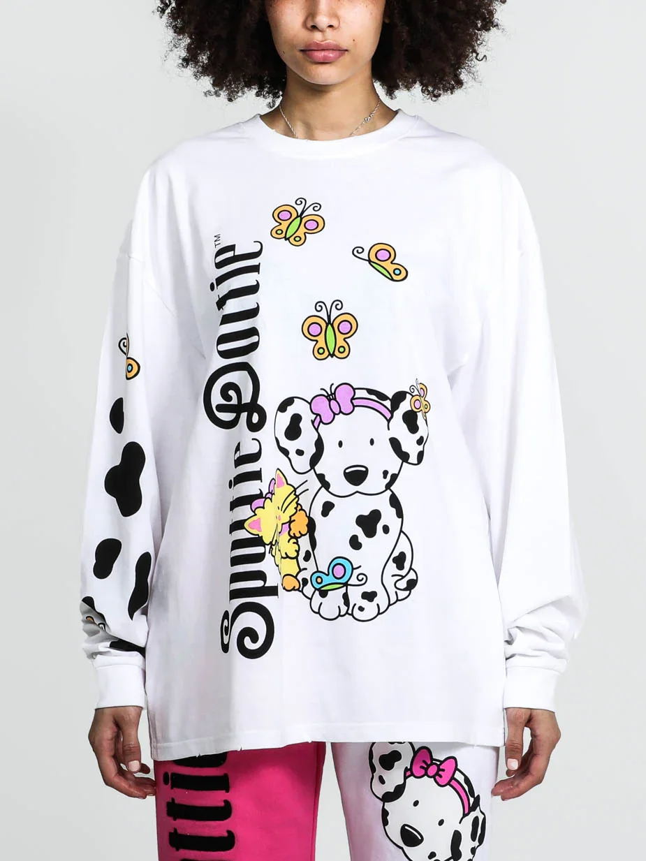 Image of Spottie Dottie Distressed White Long Sleeve