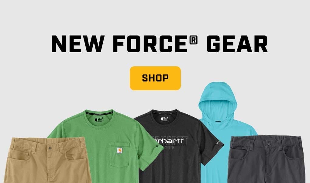 new Carhartt force products on a gray background