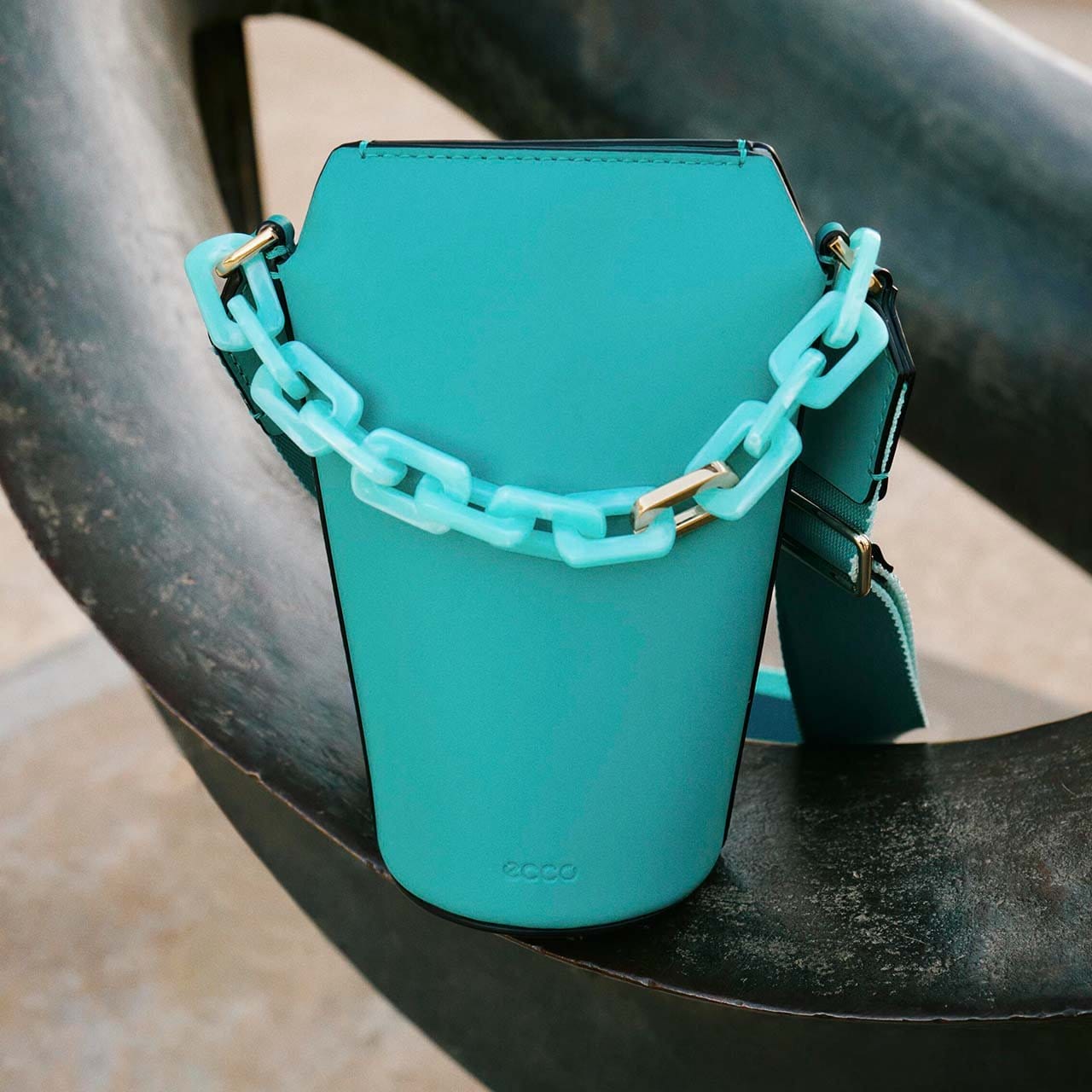 Teal leather bag