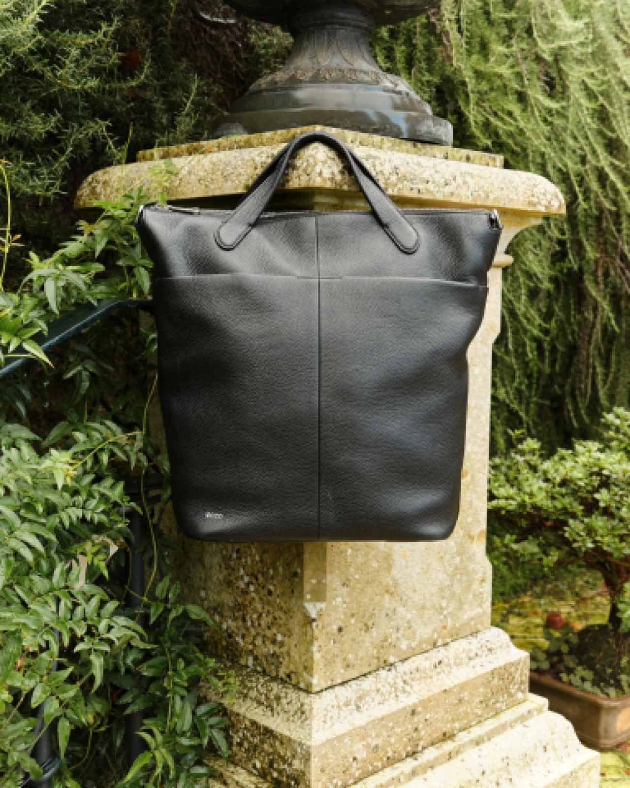 Black leather tote