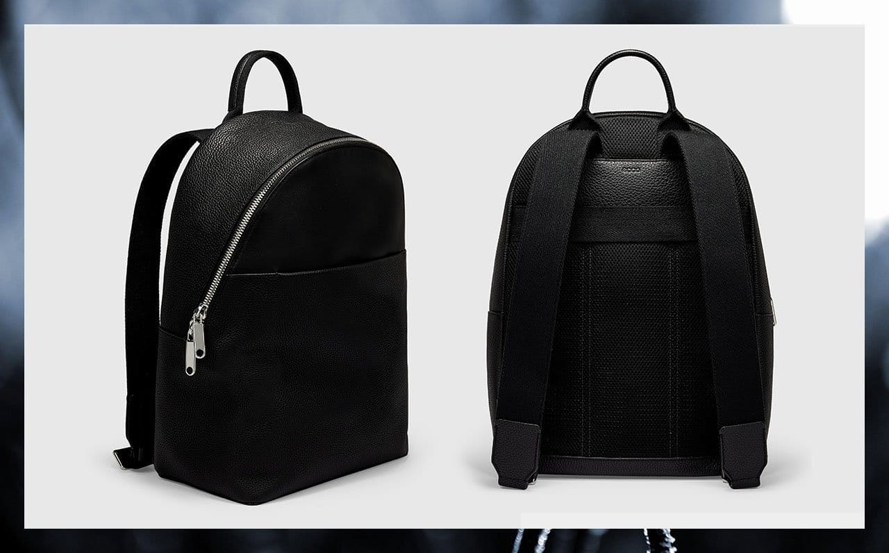 Black leather backpack