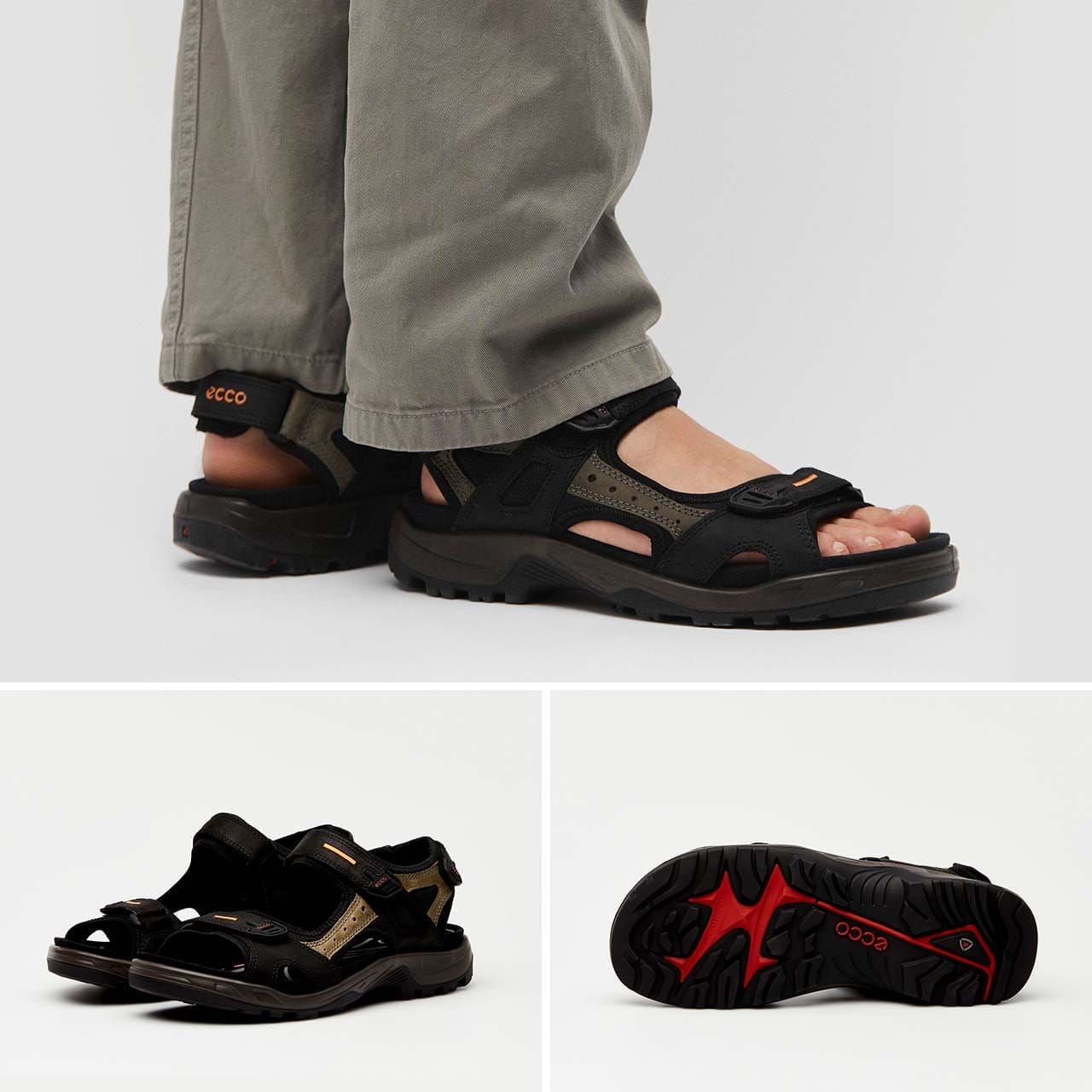 Man wearing black and brown outdoor sandals