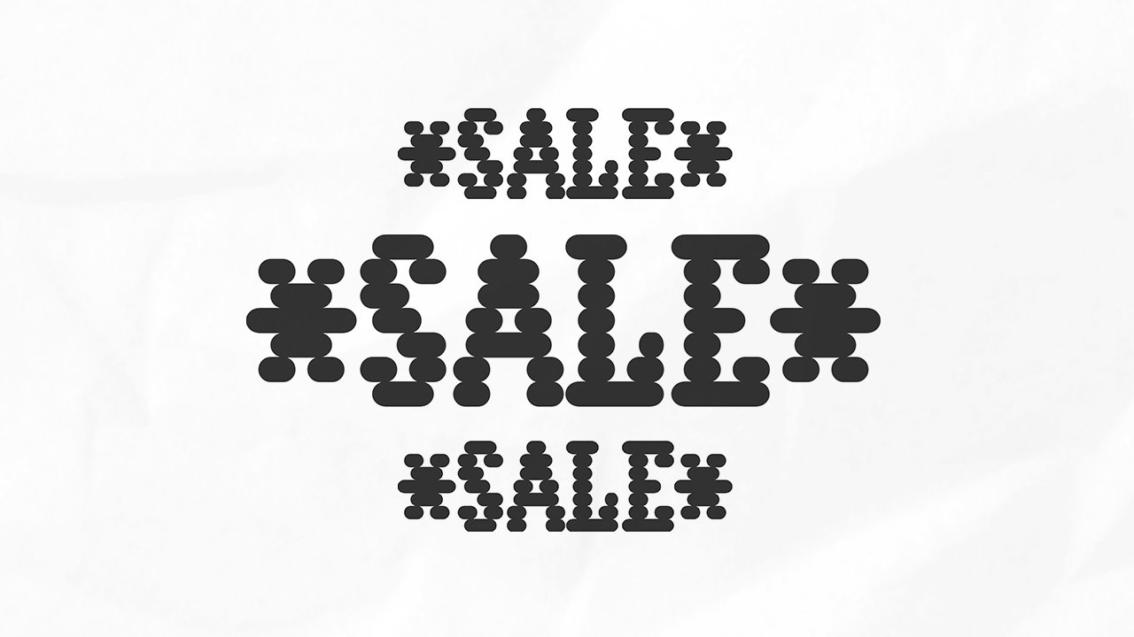 Banner with stacked text that reads "sale"