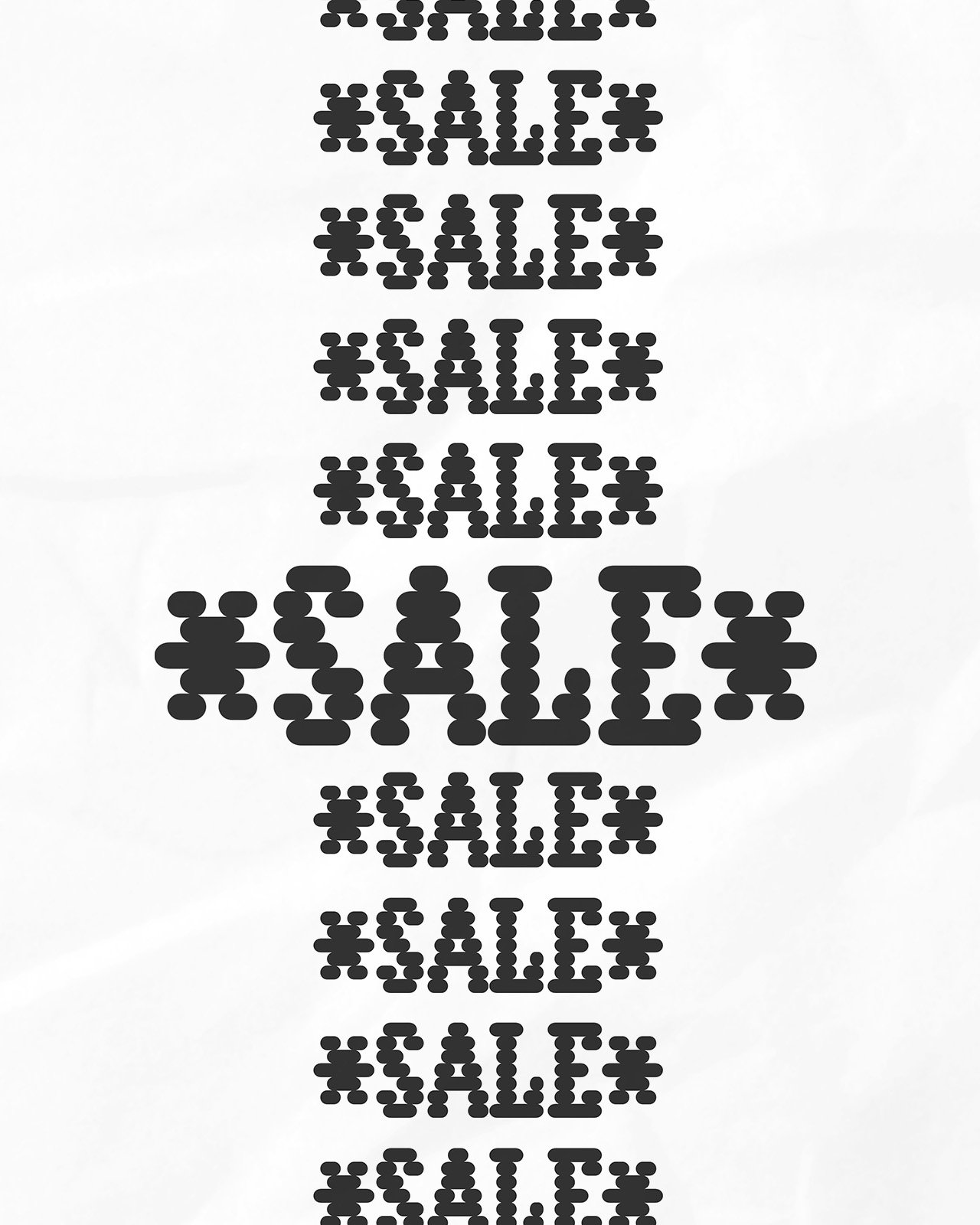 Banner with stacked text that reads "sale"