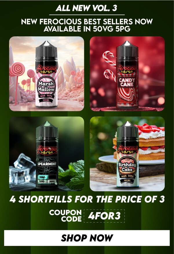 image of new 50/50 e liquids 4 for 3 offer