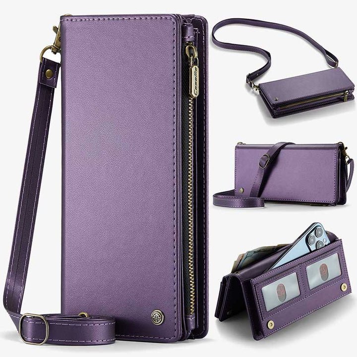 Crossbody Zipper Wallet Protective Leather Cover Phone Bag For Women