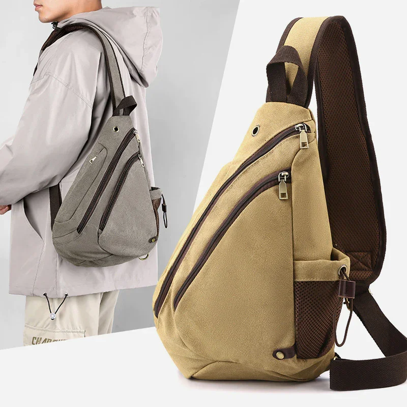 Multifunctional Cycling Purse For Men Large Capacity Canvas Sling Bag