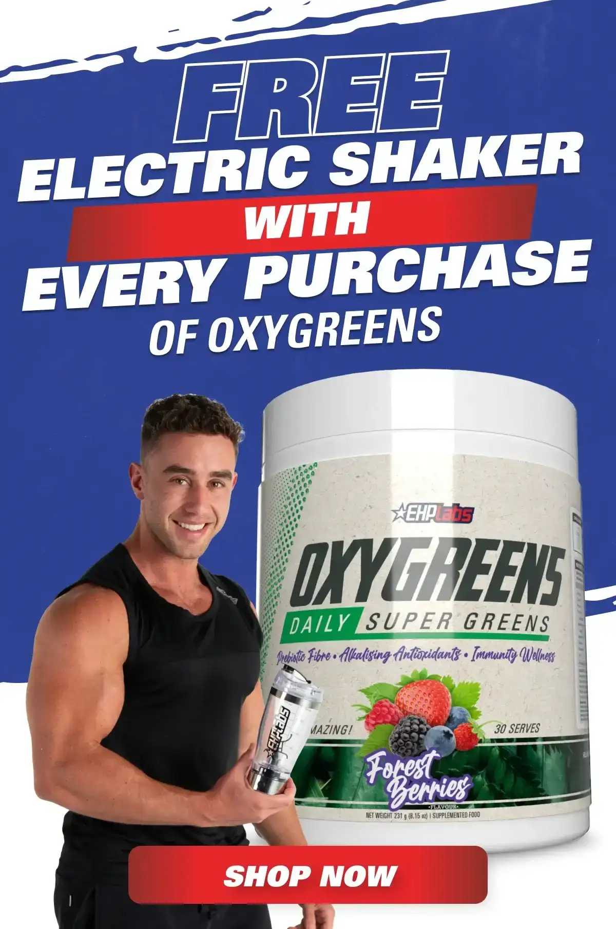 Hey fam! Want a FREE EHPlabs Electric Shaker? Of course you do. For a limited time only, we're giving it to you FREE with any purchase of OxyGreens! Getting your daily greens has never been this easy. This offer won't last forever, fam. Get in and shop now!
