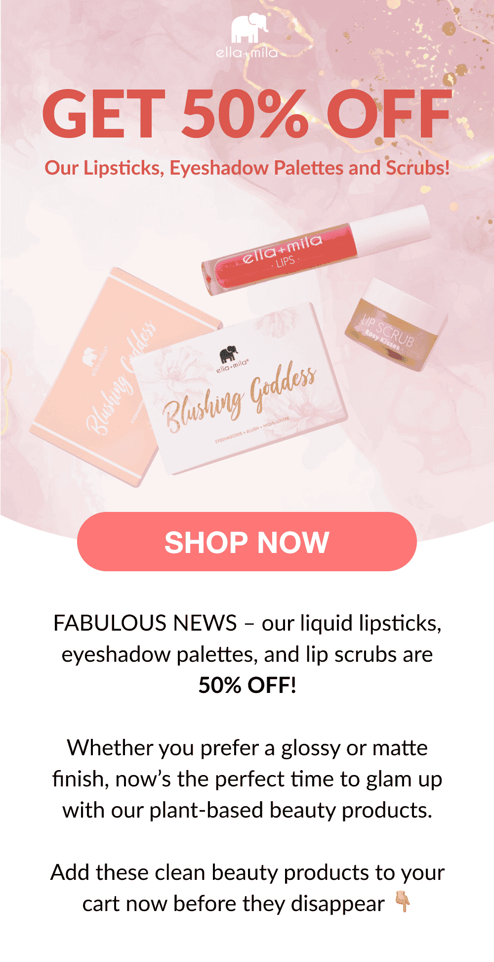 Get 50% Off Lipsticks, Eyeshadows, and Scrubs