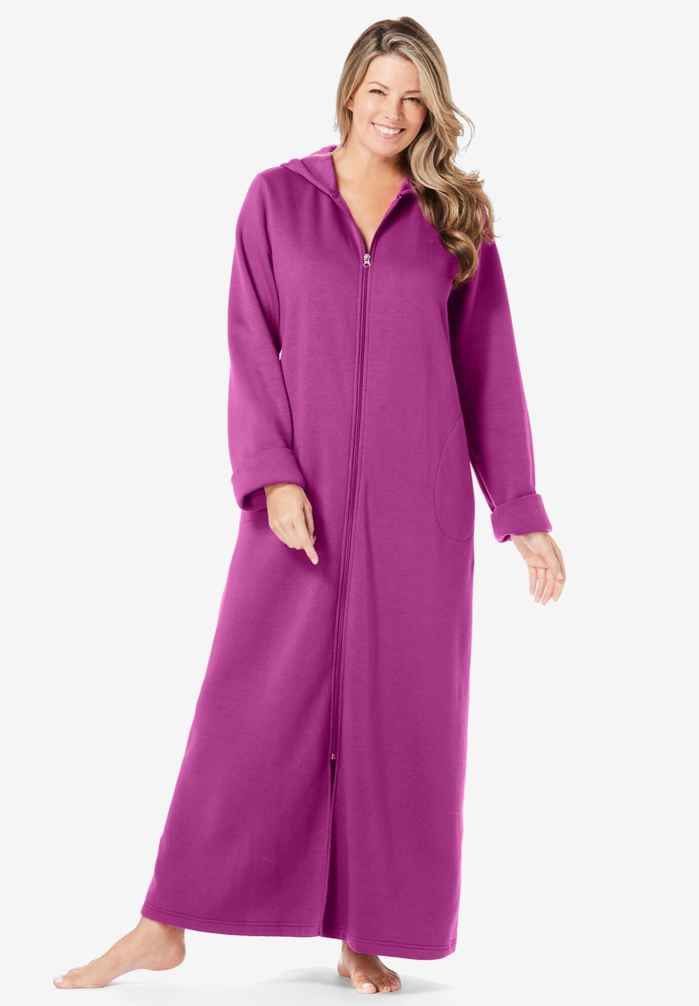 Long Hooded Fleece Sweatshirt Robe\ufeff