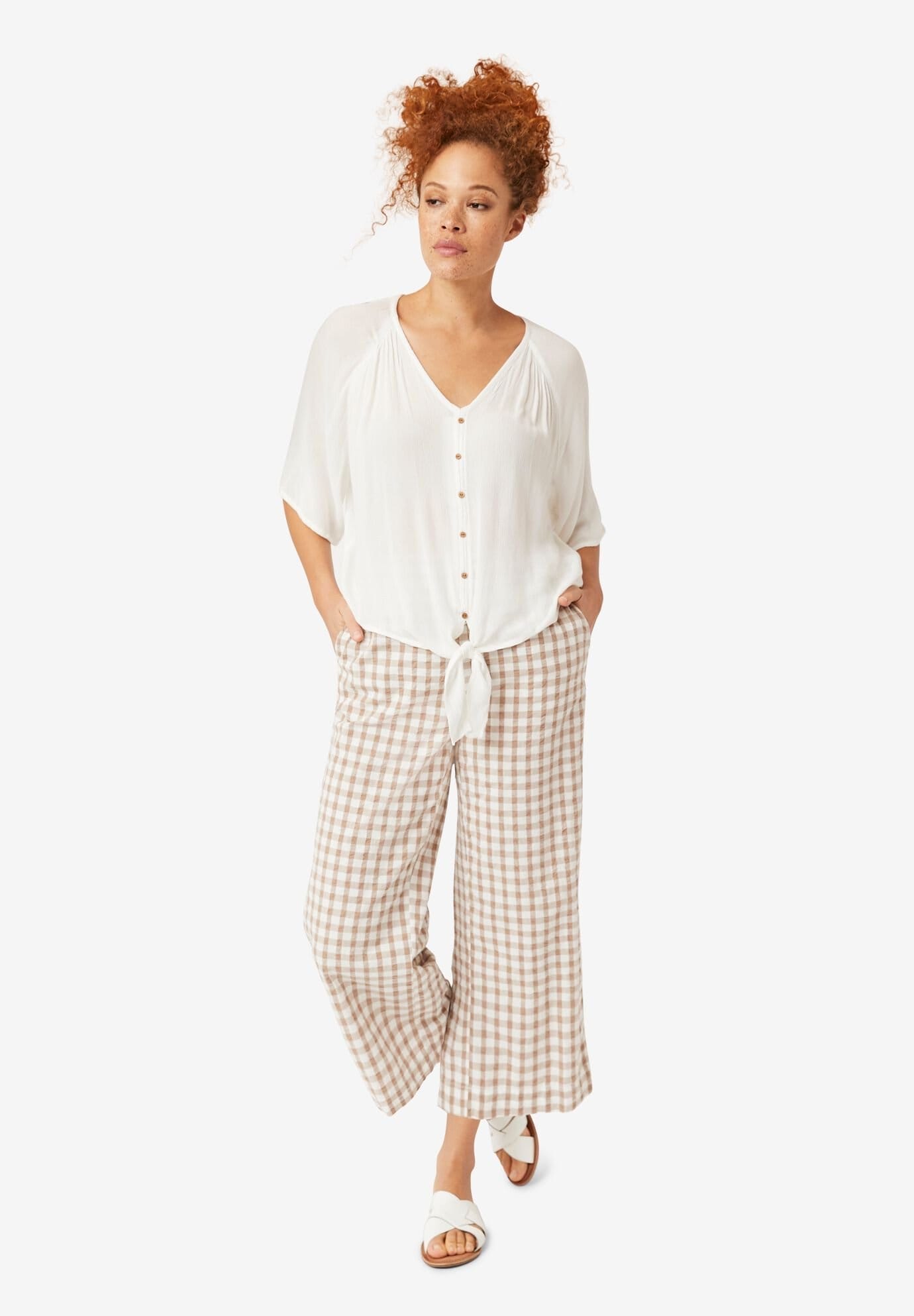 Gingham Crop Pants\ufeff