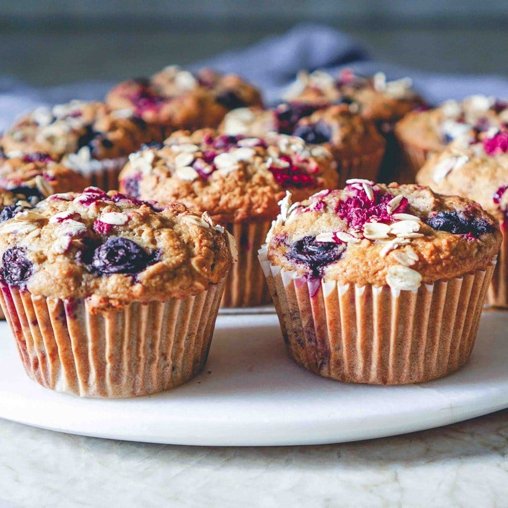 Vegan Triple Berry Muffins | Get the recipe