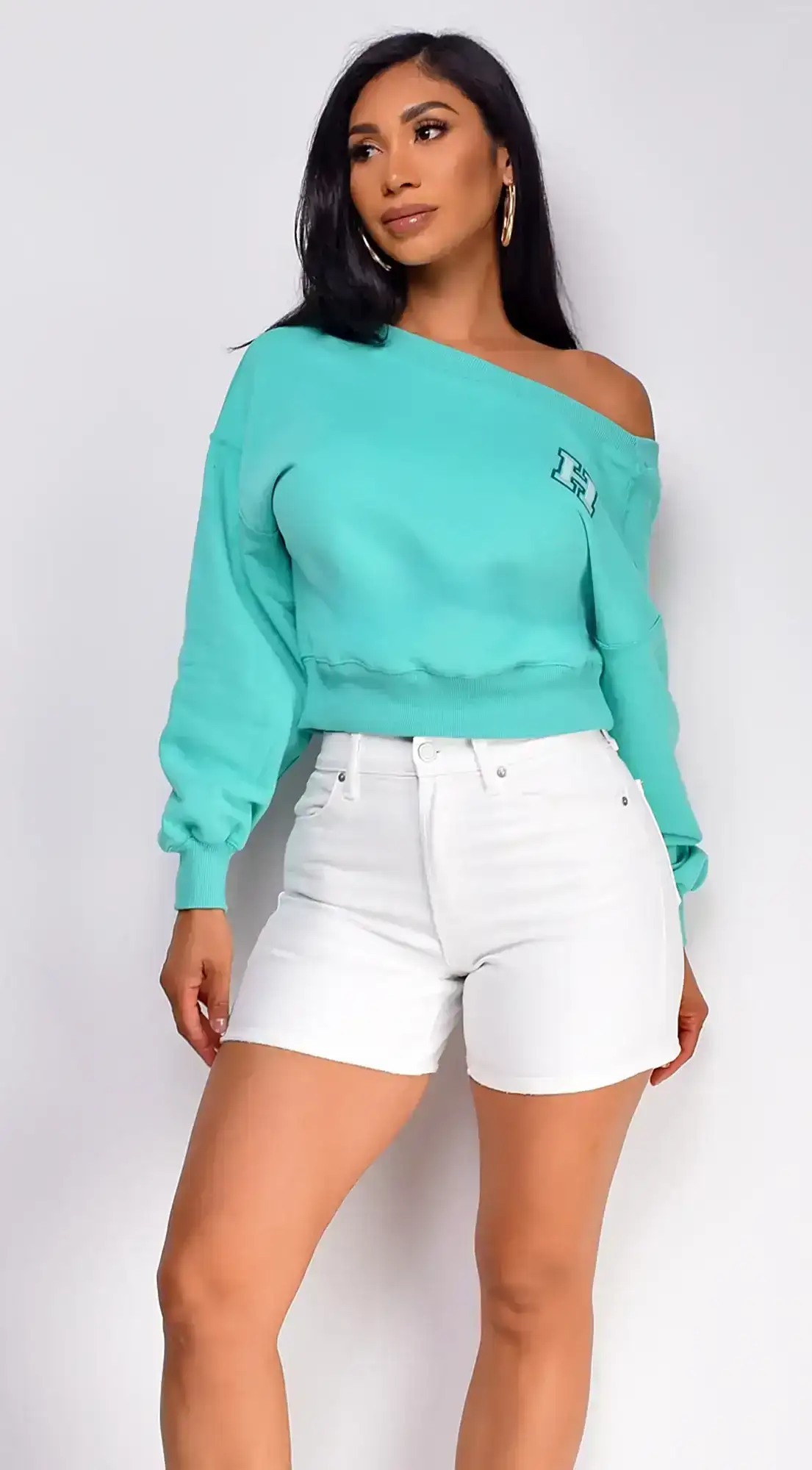 Image of Kali Off Shoulder Sweater - Green