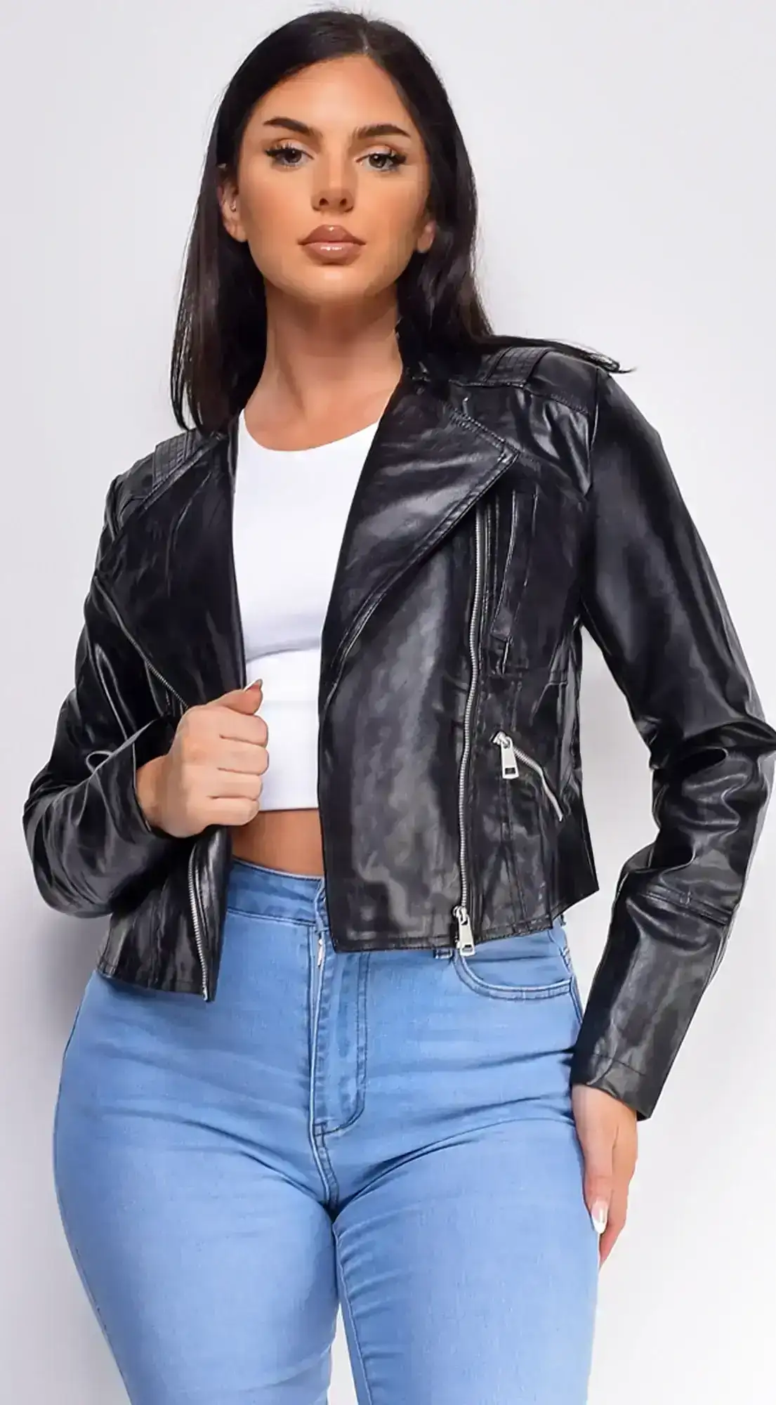 Image of Scarlett Black Faux Leather Biker Jacket