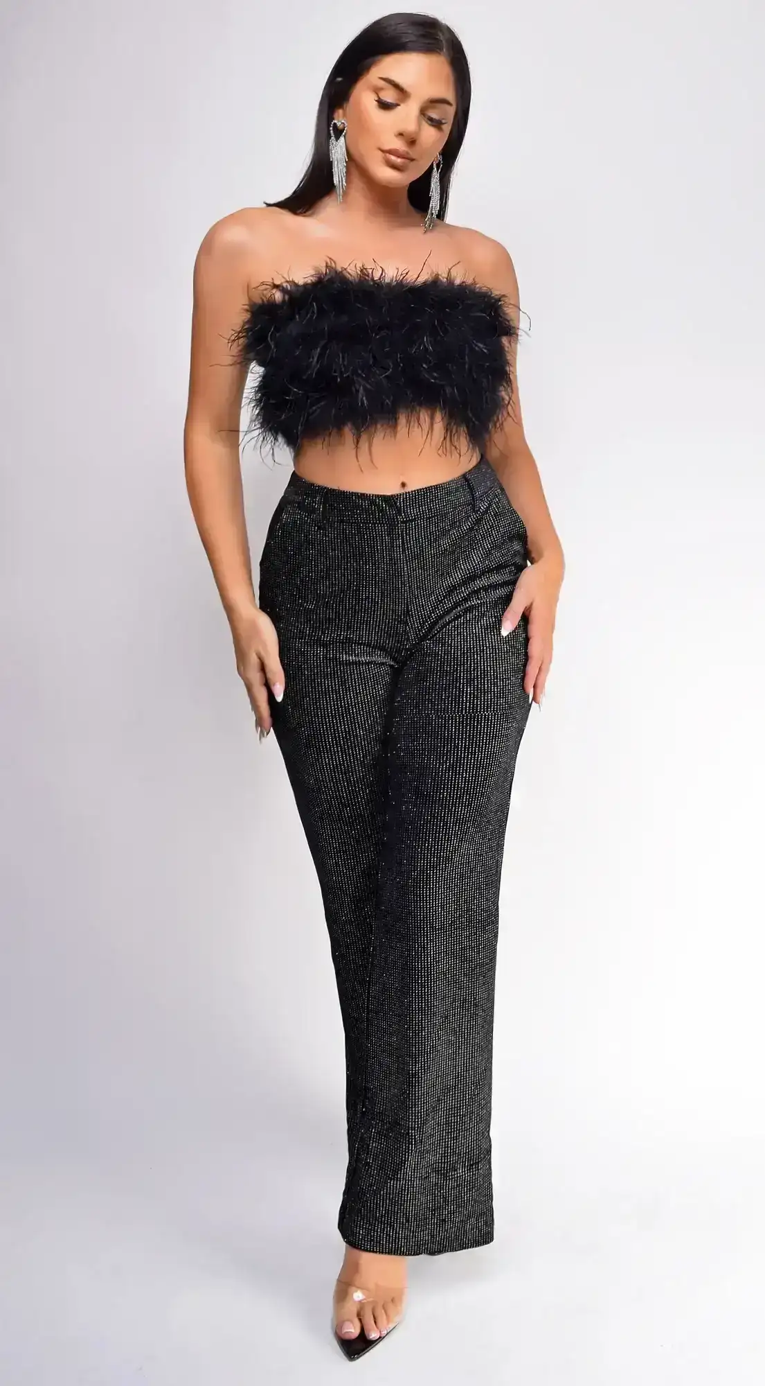 Image of Orabela Black Glitter Velvet Pants