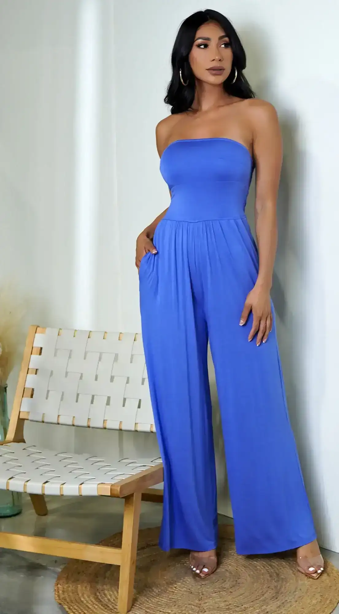 Image of Novah Tube Jumpsuit - Blue