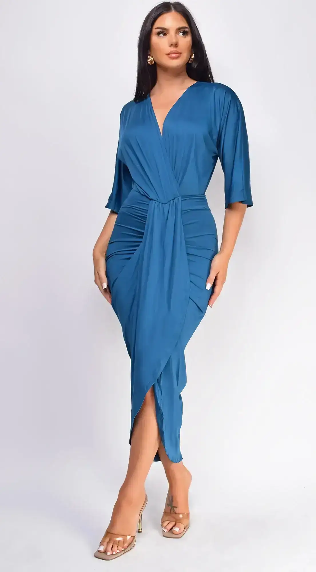 Image of Zelia Venetian Midi Dress - Blue