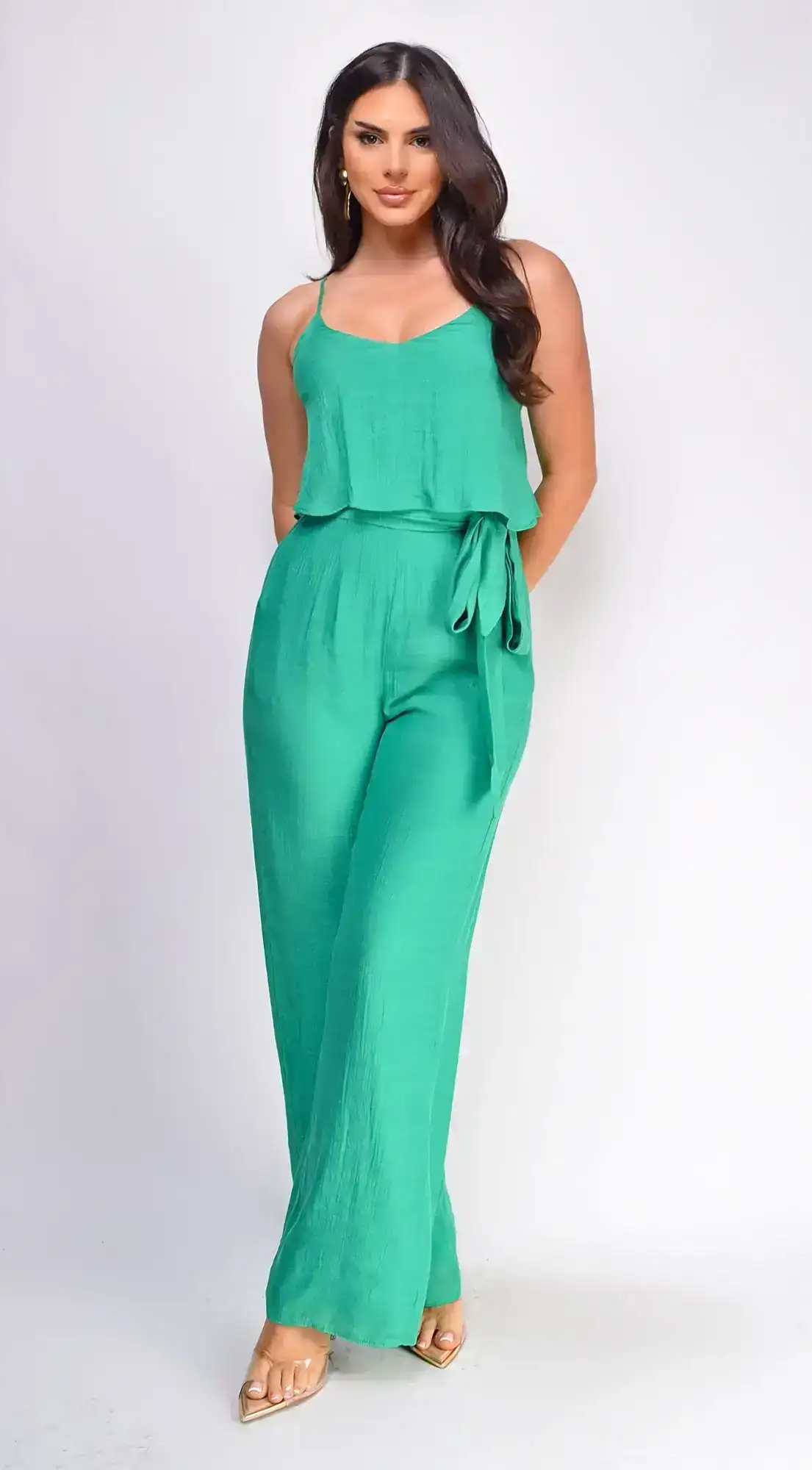 Image of Rya Cami Layered Jumpuit - Green