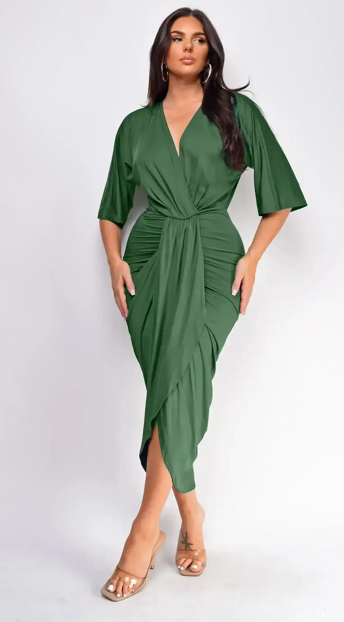 Image of Zelia Hunter Green Venetian Midi Dress