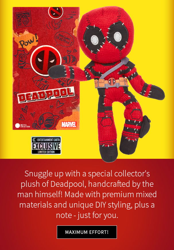  Snuggle up with a special collector's plush of Deadpool, handcrafted by the man himself! Made with premium mixed materials and unique DIY styling, plus a note - just for you. 