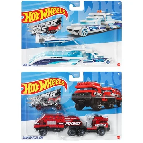 Hot Wheels Super Hauling Rig and Car 2024 Mix 3 Case of 6