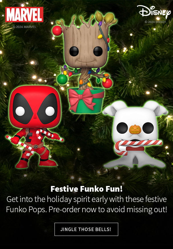 Festive Funko Fun! Get into the holiday spirit early with these festive Funko Pops. Pre-order now to avoid missing out! Jingle Those Bells! 