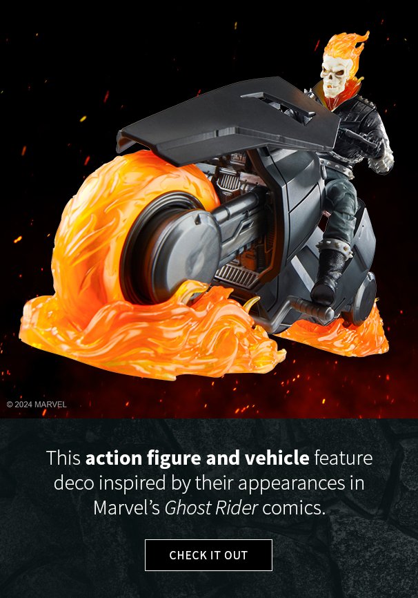 This action figure and vihicle feature deco inspired by their appearances in Marvel's Ghost Rider comics. Check It Out