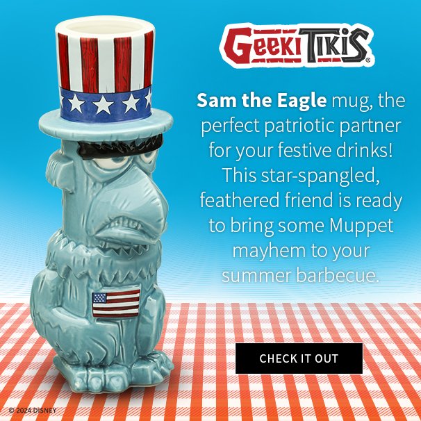 Same the Eagle mug, the perfect patriotic partner for your festive drinks! This star-spangled, feathered friend is ready to bring some Muppet mayhem to your summer barbecue.