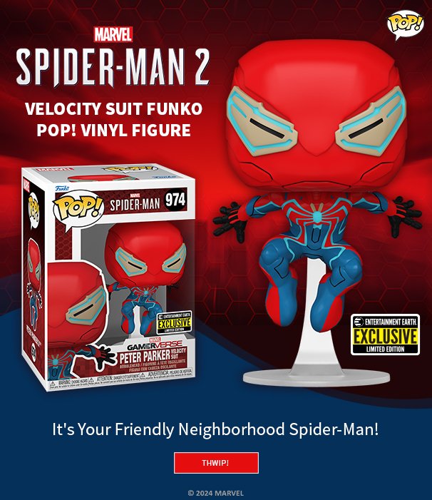 Spider-Man 2 Velocity Suit Funko Pop! Vinyl Figure; It's Your Friendly Neighborhood Spider-Man! THWIP!