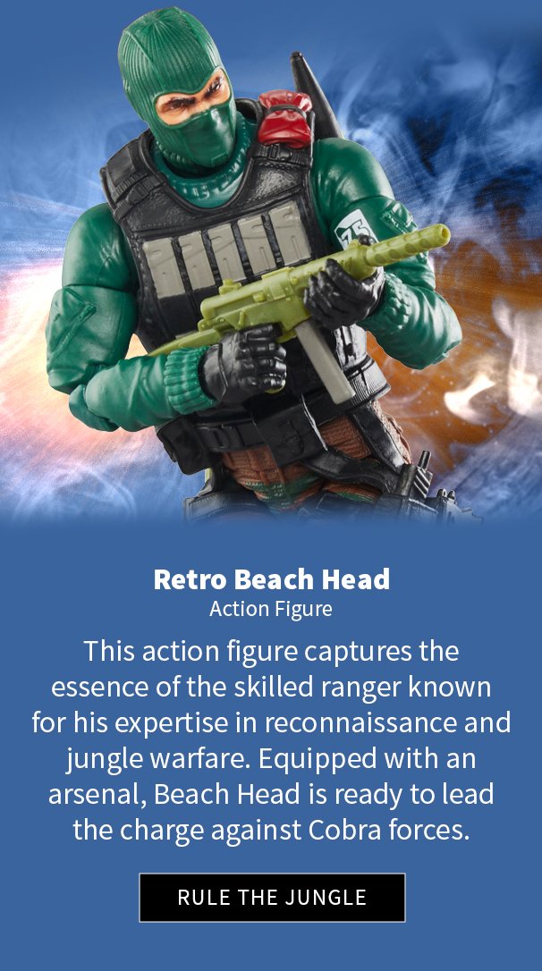 G.I. Joe Classified Series Retro Beach Head This action figure captures the essence of the skilled ranger known for his expertise in reconnaissance and jungle warfare. Equipped with an arsenal, Beach Head is ready to lead the charge against Cobra forces. 