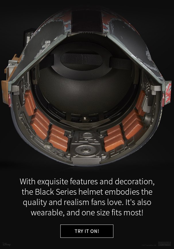 With exquisite features and decoration, the Black Series helmet embodies the quality and realism fans love. It's also wearable, and one size fits most! Try It On! 