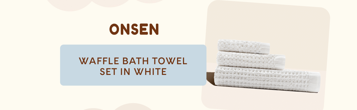 Onsen Waffle Bath Towel Set in White