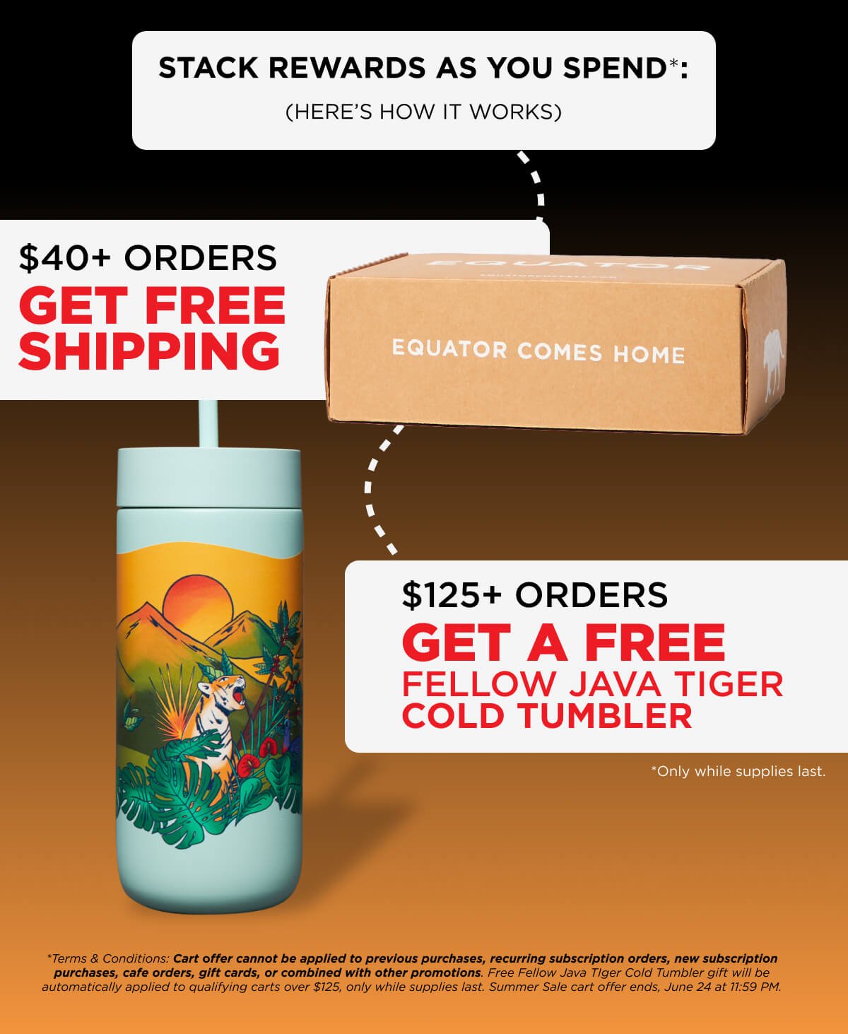 Stack Rewards as you Spend: \\$125 Orders Get a Free Fellow Java Tiger Tumbler