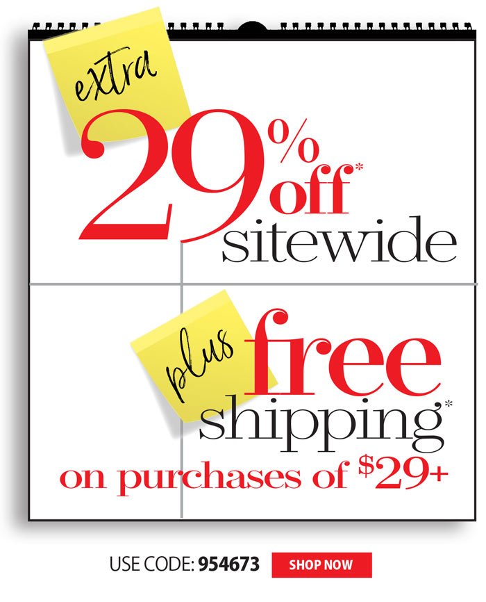 EXTRA 29% OFF + FREE SHIPPING ON \\$29