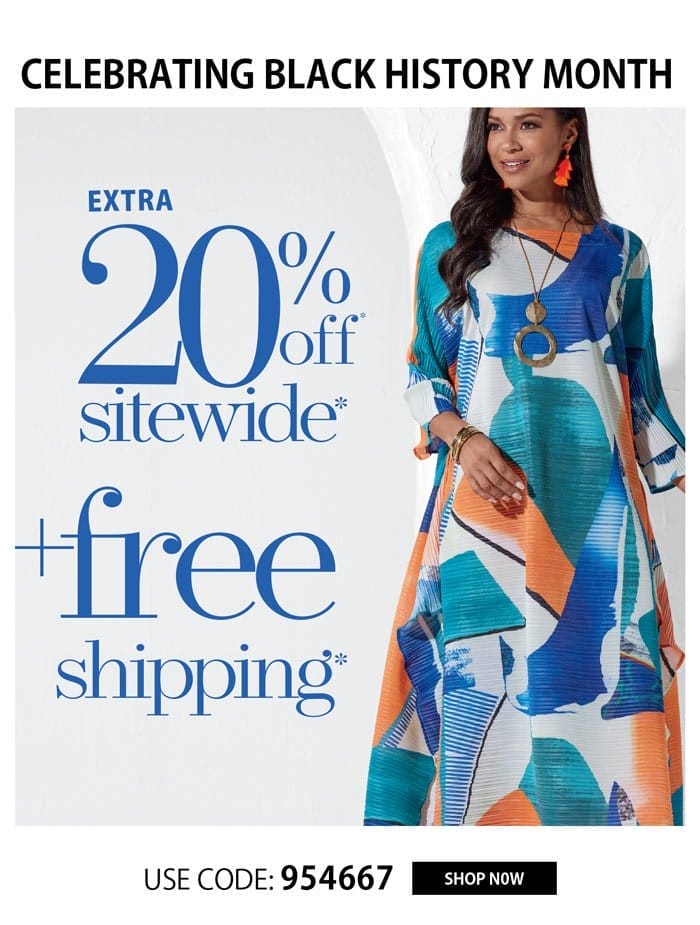 EXTRA 20% OFF + FREE SHIPPING