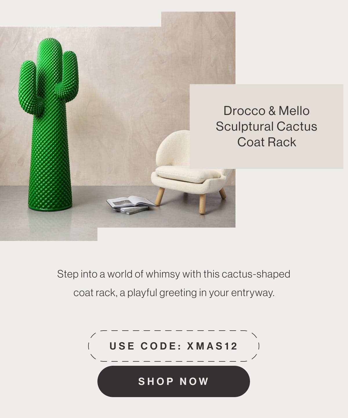 Drocco & Mello Sculptural Cactus Coat Rack - Step into a world of whimsy with this cactus-shaped coat rack, a playful greeting in your entryway. - Use code: XMAS12 - Shop Now