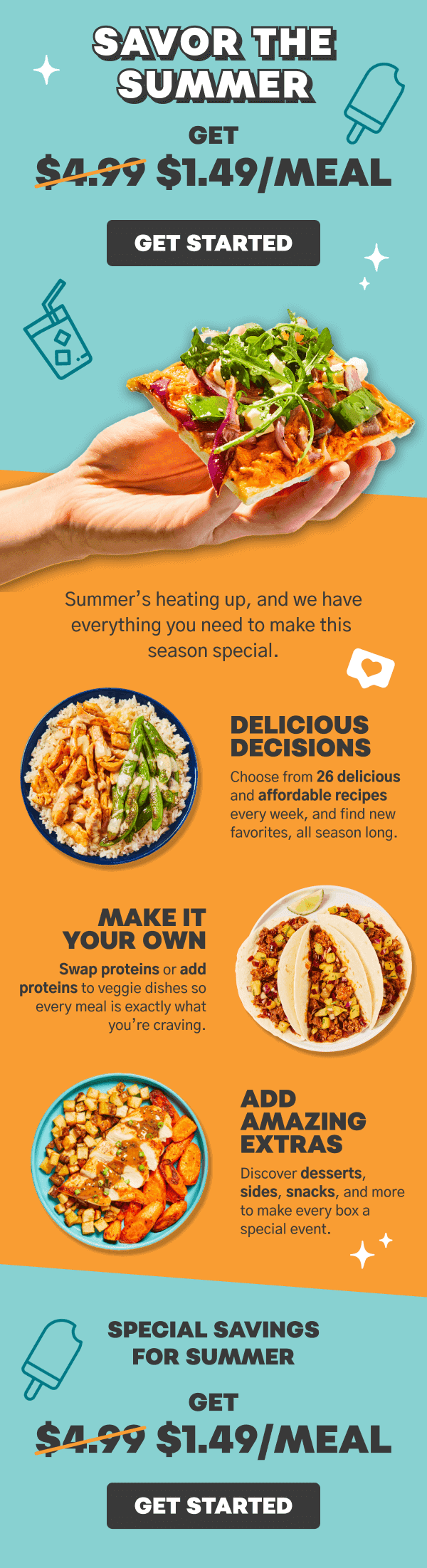 Savor the summer with \\$1.49/meal.