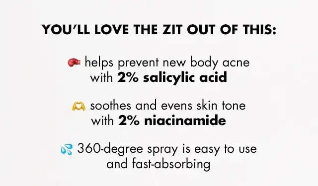 helps prevent new body acne with 2% salicylic acid