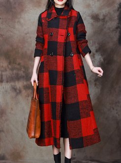 Hot Plaid Double-Breasted Women Coats