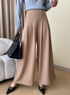 Draped High Waisted Wide Leg Pants Women