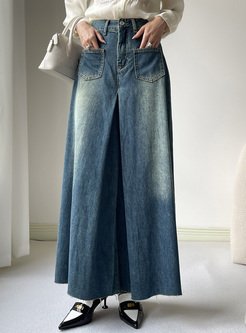 Retro Fur-Trimmed Baggy Jeans Women