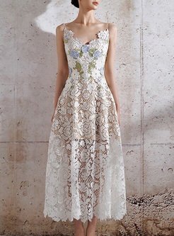 Pretty Lace Flower Applique Dresses