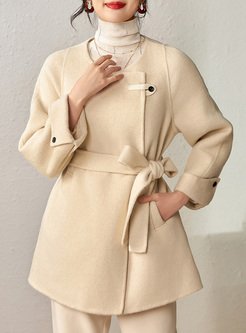 Warm Button Front Woolen Women Coats