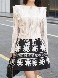 Off Shoulder Cutout Knitting Skirt Outfits For Women