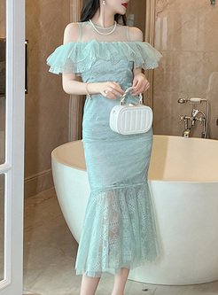 Fresh Lace Ruffles Mermaid Dresses